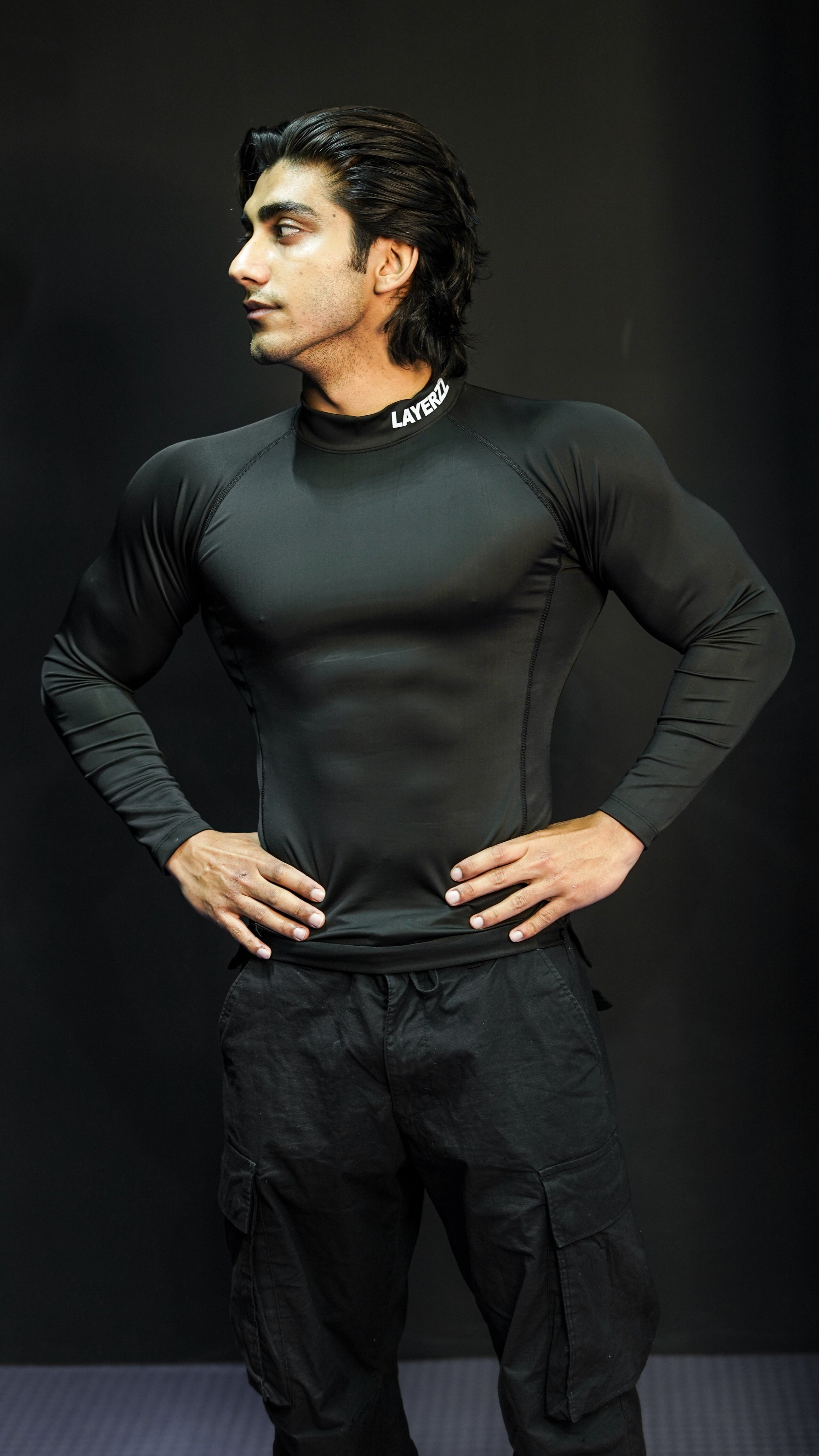 Mock neck compression Full sleeve - black - Premium from LAYERZZ - Just Rs. 999! Shop now at LAYERZZ