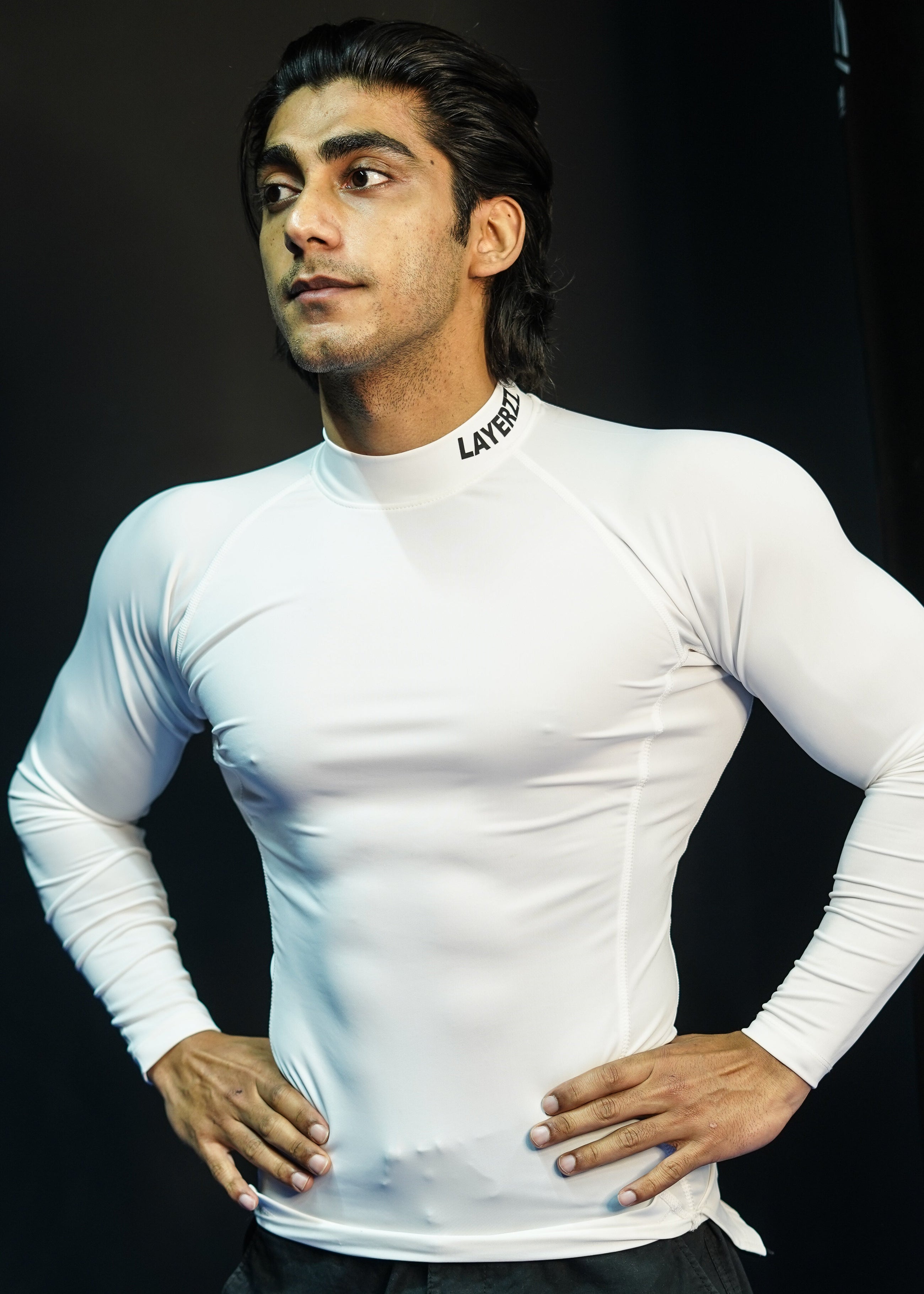 Mock neck compression full sleeve - White - Premium from LAYERZZ - Just Rs. 999! Shop now at LAYERZZ