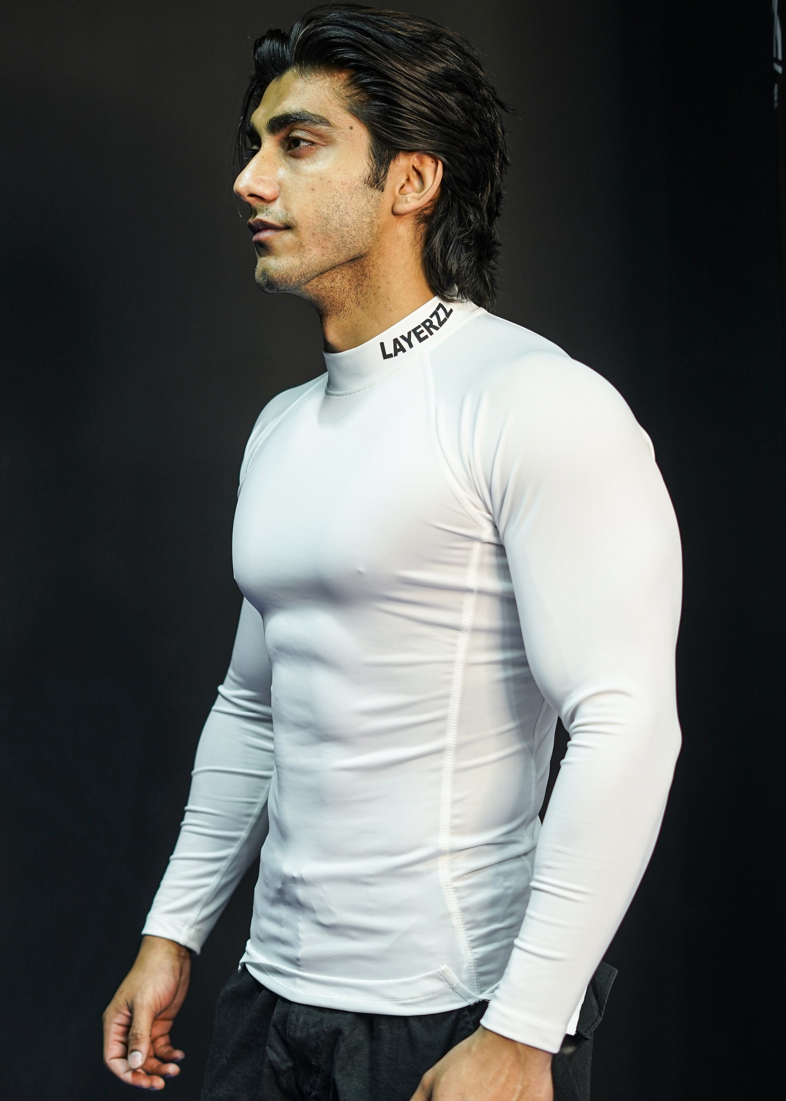 Mock neck compression full sleeve - White - Premium from LAYERZZ - Just Rs. 999! Shop now at LAYERZZ