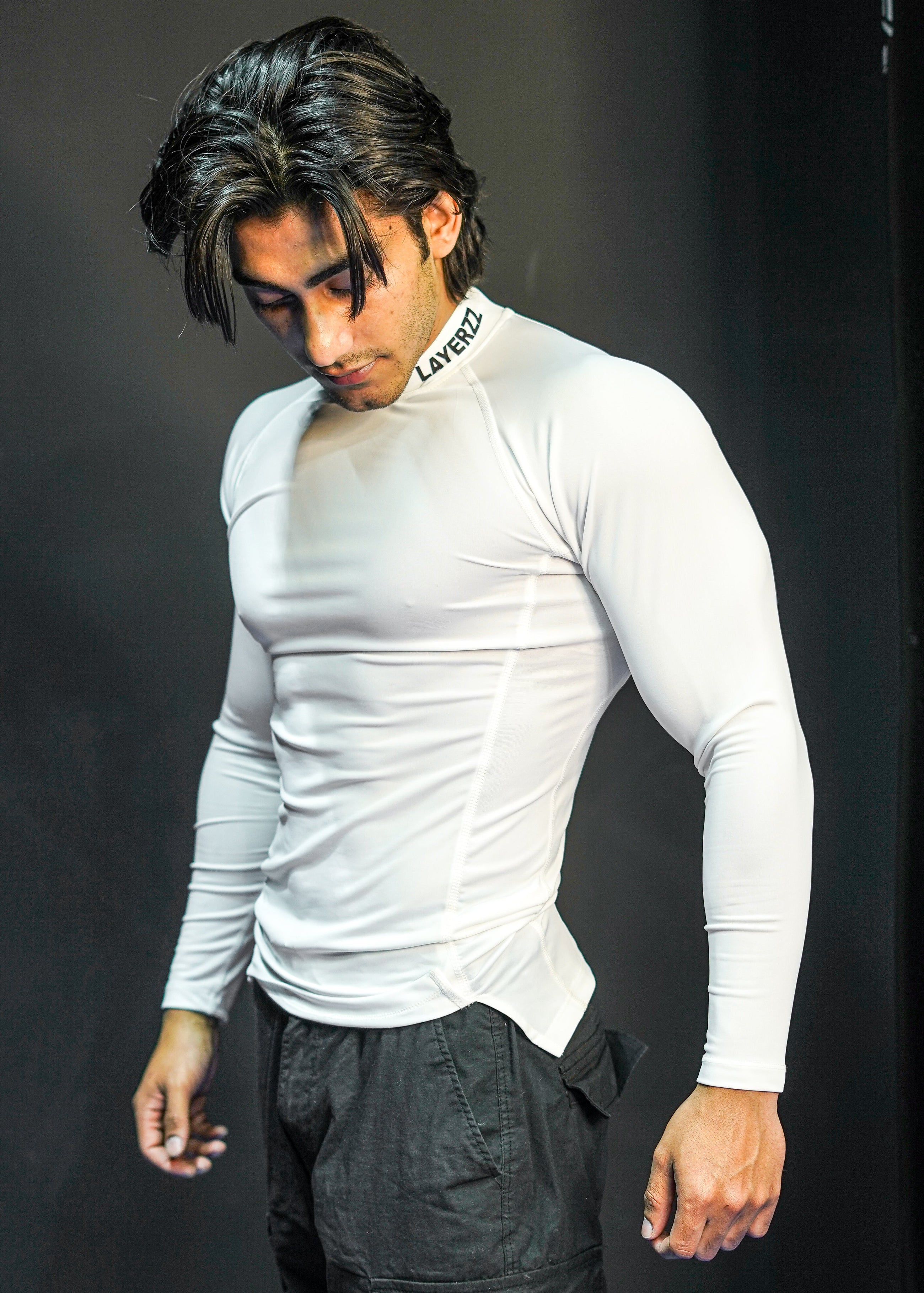 Mock neck compression full sleeve - White - Premium from LAYERZZ - Just Rs. 999! Shop now at LAYERZZ