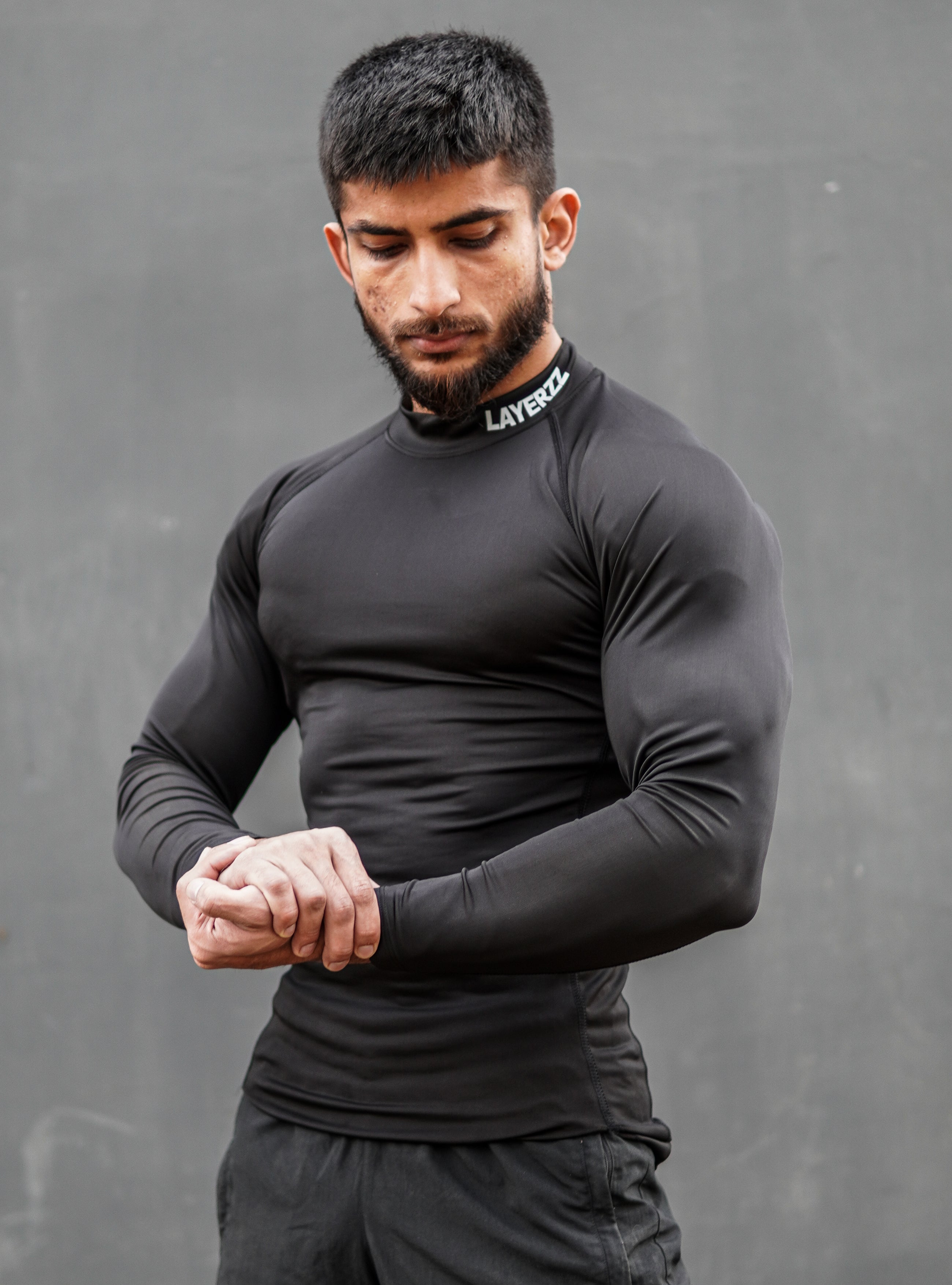 Mock neck compression Full sleeve - black - Premium from LAYERZZ - Just Rs. 999! Shop now at LAYERZZ