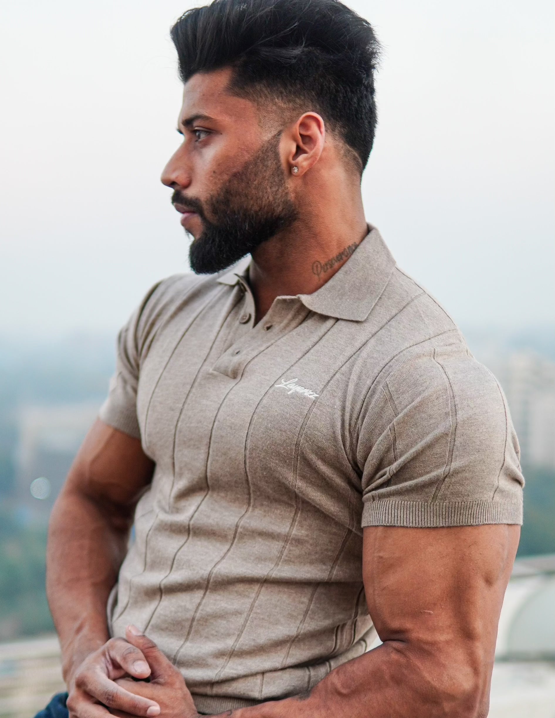 Ultra-Soft Camel Polo Tshirt - Pumice - Premium  from LAYERZZ - Just Rs. 1199! Shop now at LAYERZZ