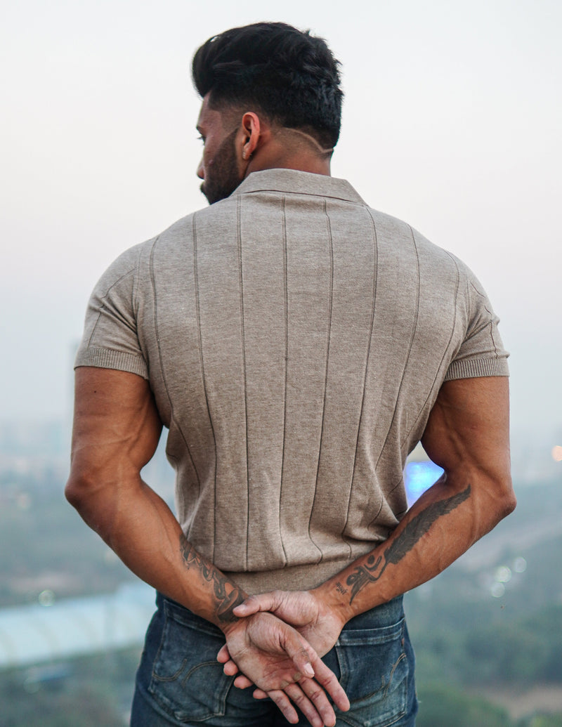 Ultra-Soft Camel Polo Tshirt - Pumice - Premium  from LAYERZZ - Just Rs. 1199! Shop now at LAYERZZ