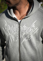 Skull Zip Hoodie  -  Grey