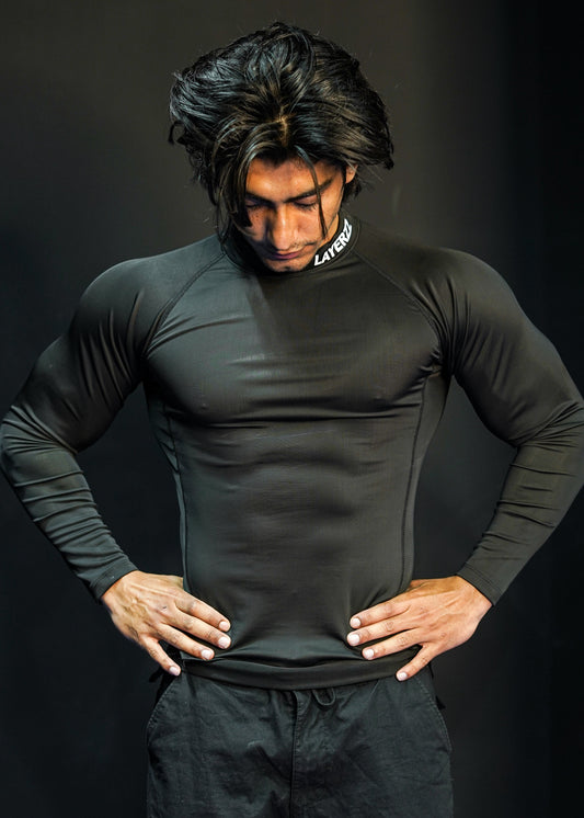 Mock neck compression Full sleeve - black - Premium  from LAYERZZ - Just Rs. 999! Shop now at LAYERZZ