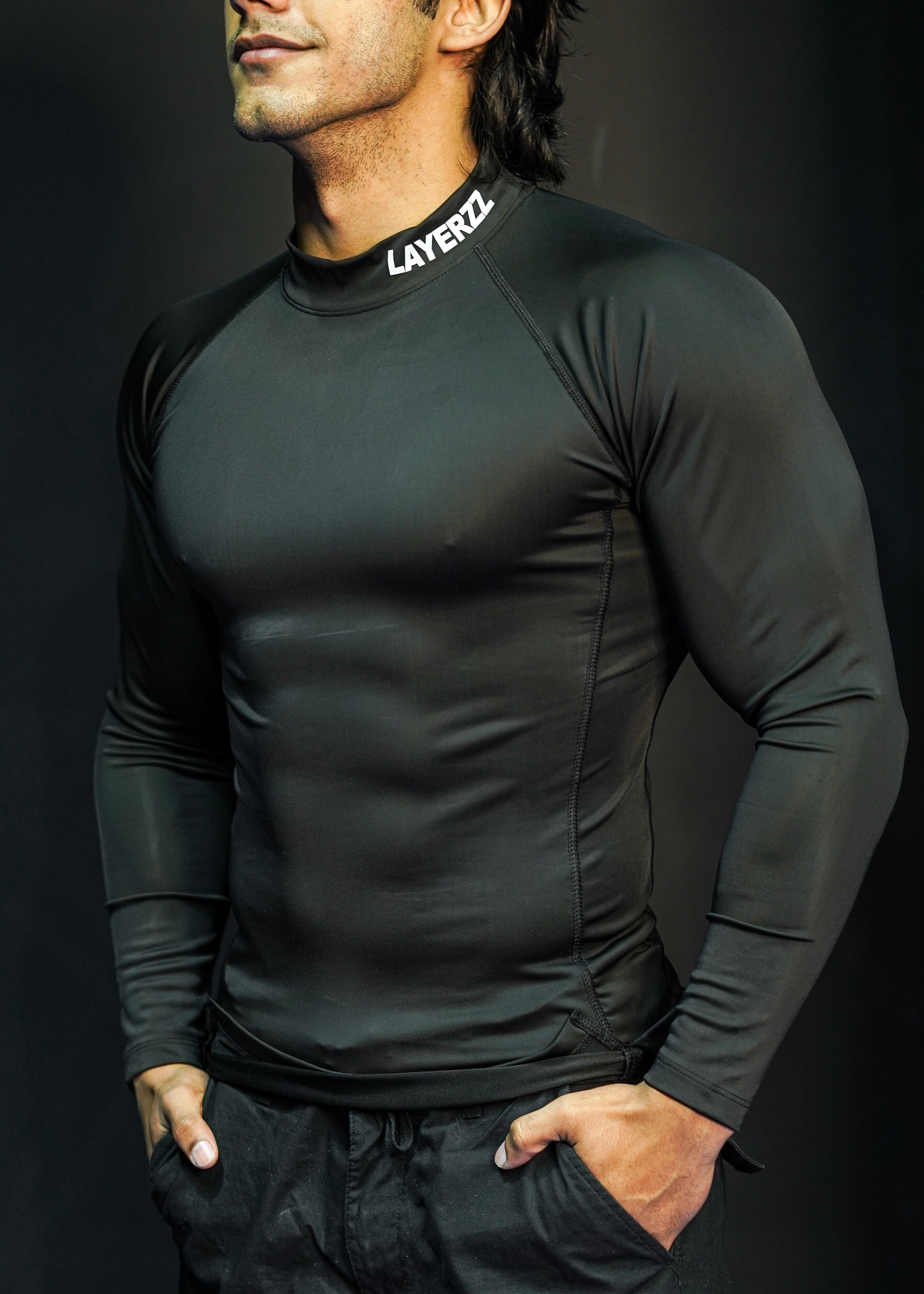 Mock neck compression Full sleeve - black - Premium  from LAYERZZ - Just Rs. 999! Shop now at LAYERZZ