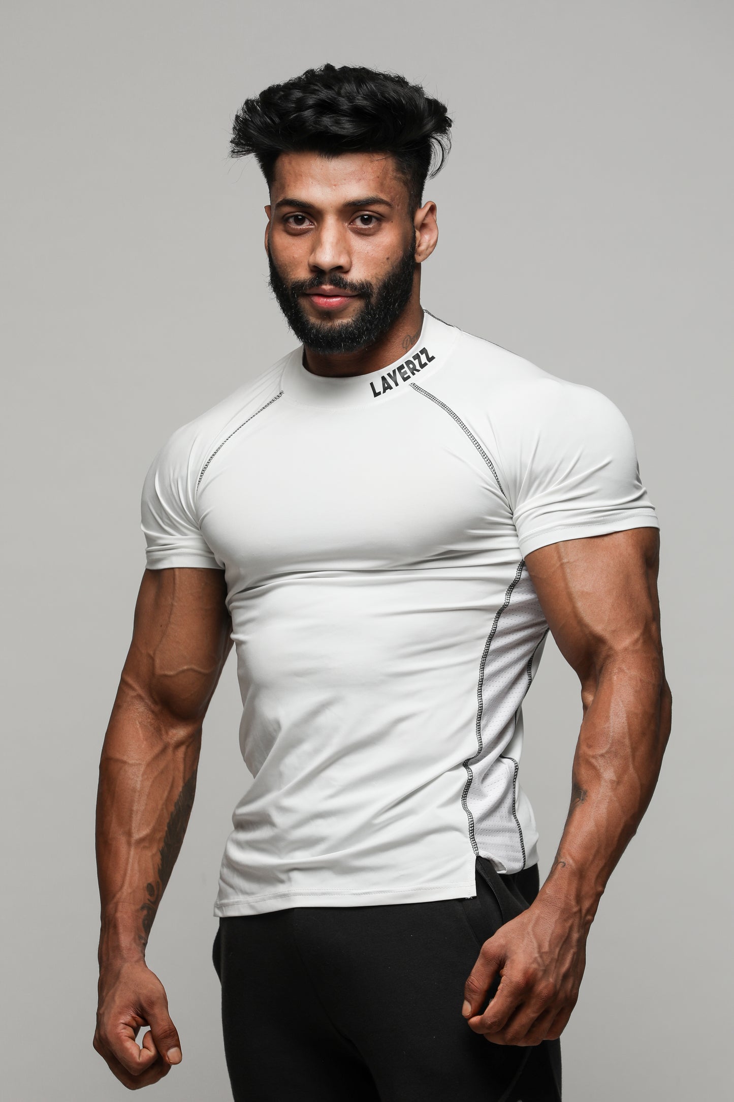 Neck Logo Compression-white - Premium  from My Store - Just Rs. 980! Shop now at LAYERZZ