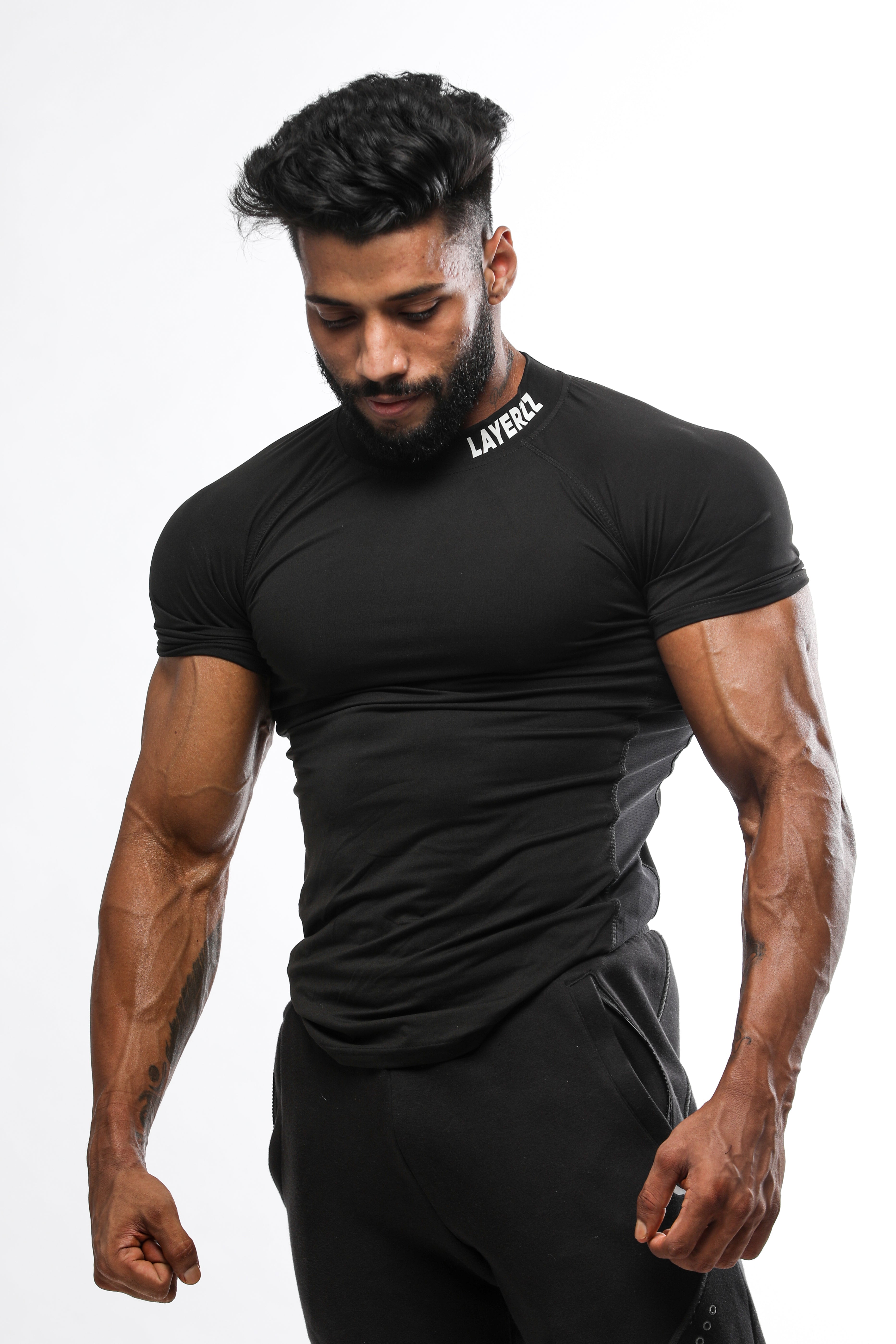 Neck Logo Compression - black - Premium  from My Store - Just Rs. 799! Shop now at LAYERZZ