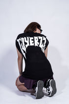 DROP SHOULDER KNIT CUT-OFF - BLACK