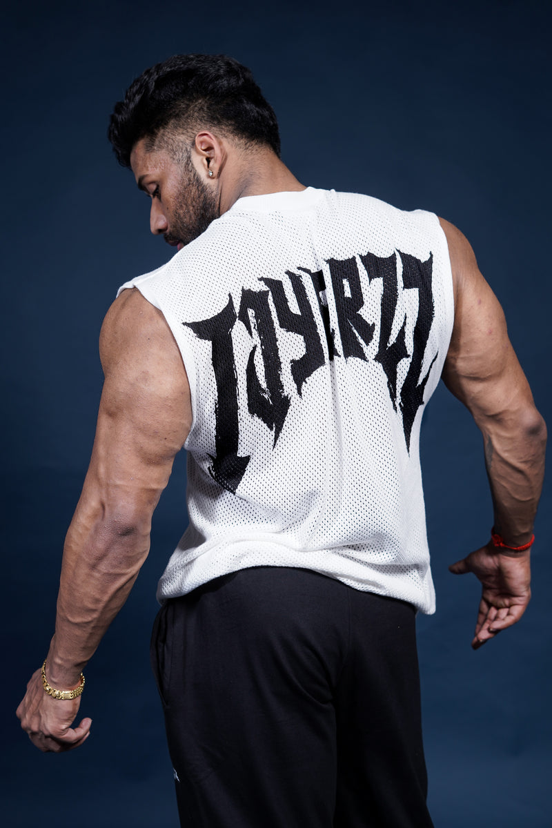 DROP SHOULDER KNIT CUT-OFF - WHITE