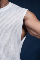 DROP SHOULDER KNIT CUT-OFF - WHITE